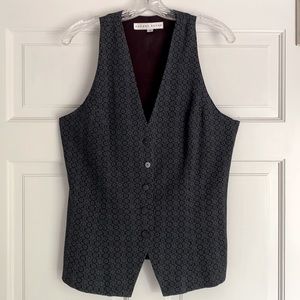 Andrea Behar designer button down fully lined Vest - blue print